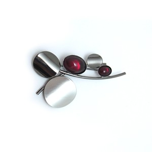 Black Rhodium Red Acrylic Brooch by Christophe Poly